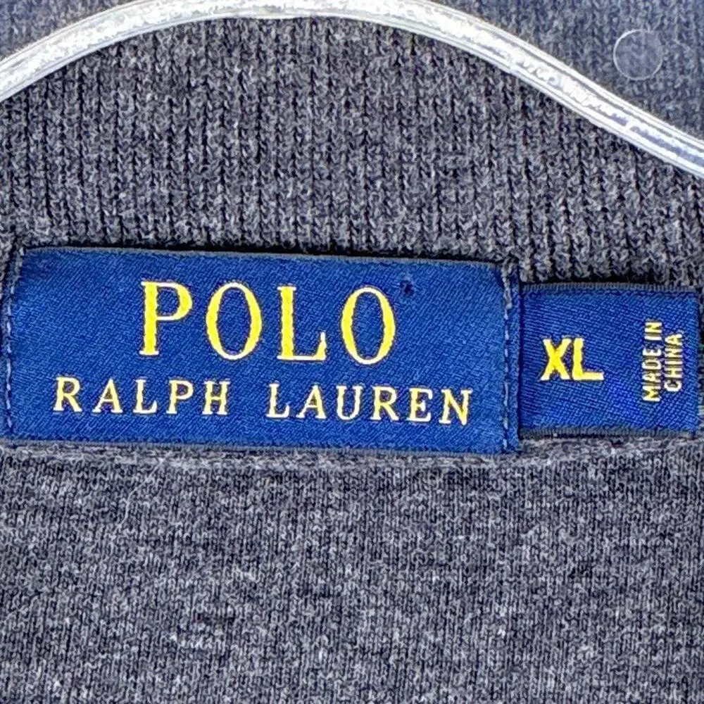 Polo Ralph Lauren 1/4 Zip Sweater Mens XL Gray Red Pony Pullover Preppy Classic